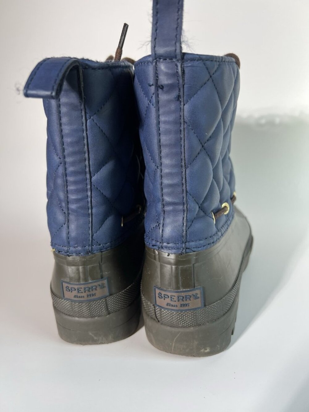 Sperry Duck Boots Womens 8 Blue Quilted Waterproof Lace Up Winter Rain - Picture 10 of 12